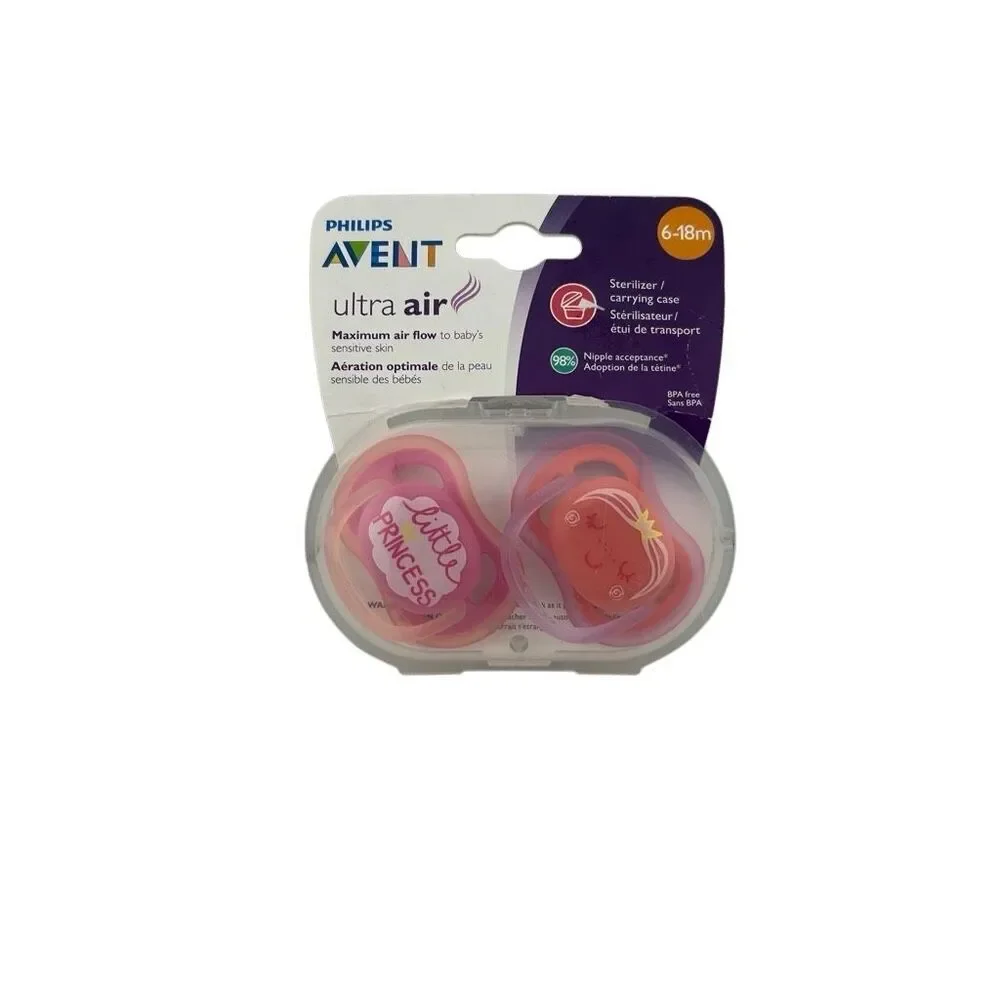 Phillips Advent Ultra Air Pacifiers with Case 6-18 MONTHS PINK Little Princess